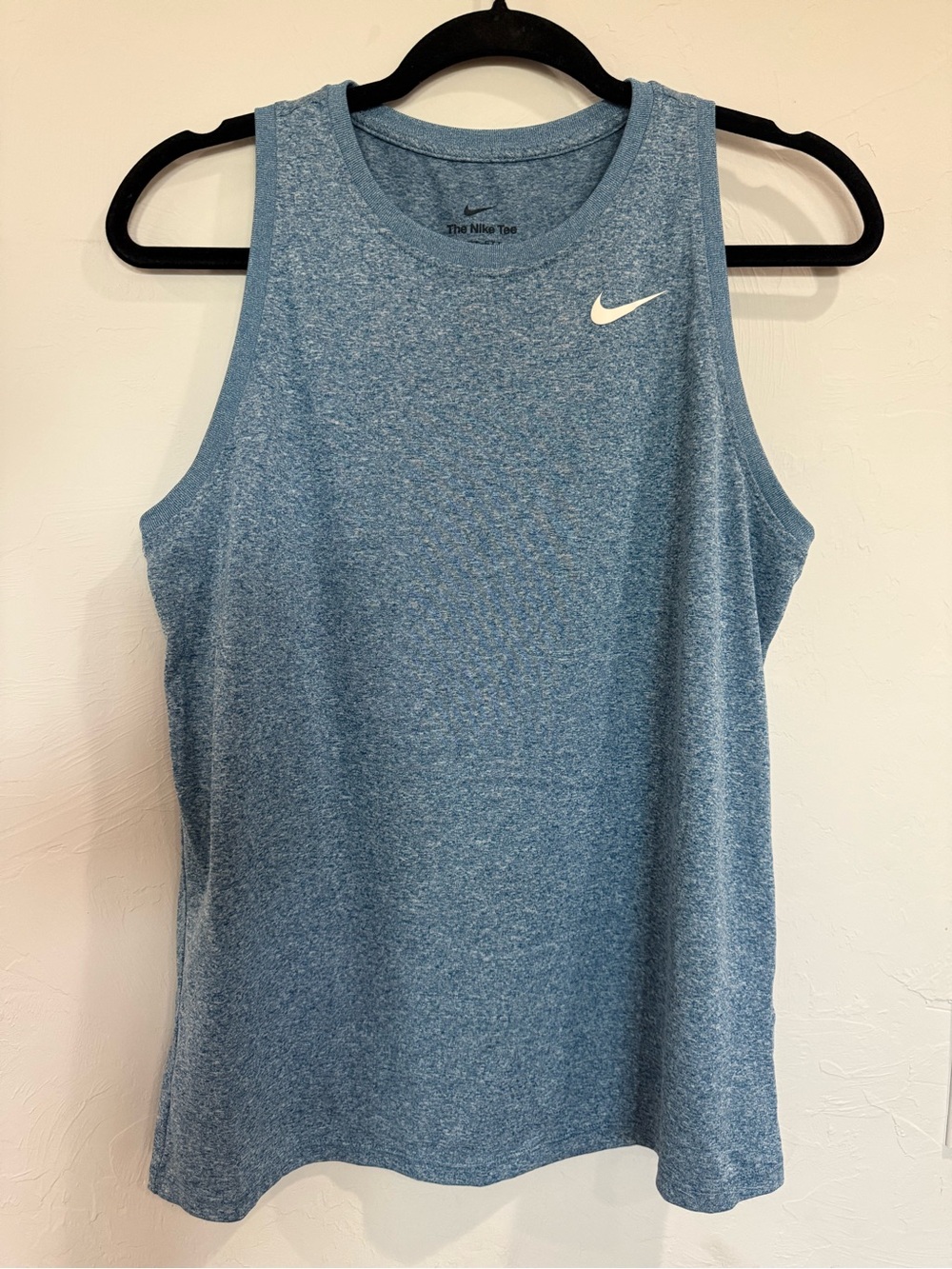 Nike Blue Heather Performance Tank with White Swoosh